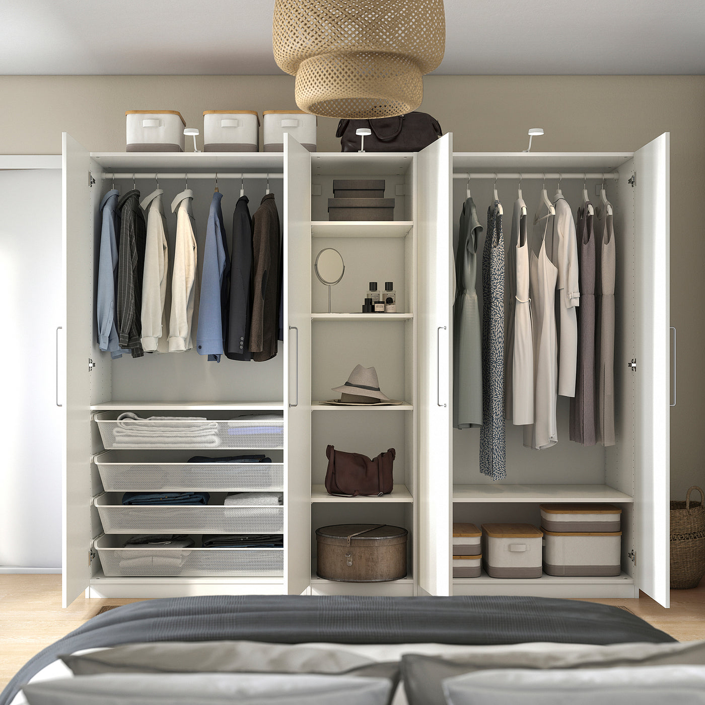 PAX / FORSAND wardrobe, white/white, 250x60x201 cm