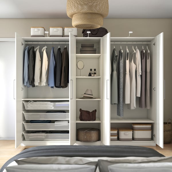 PAX / FORSAND wardrobe, white/white, 250x60x201 cm