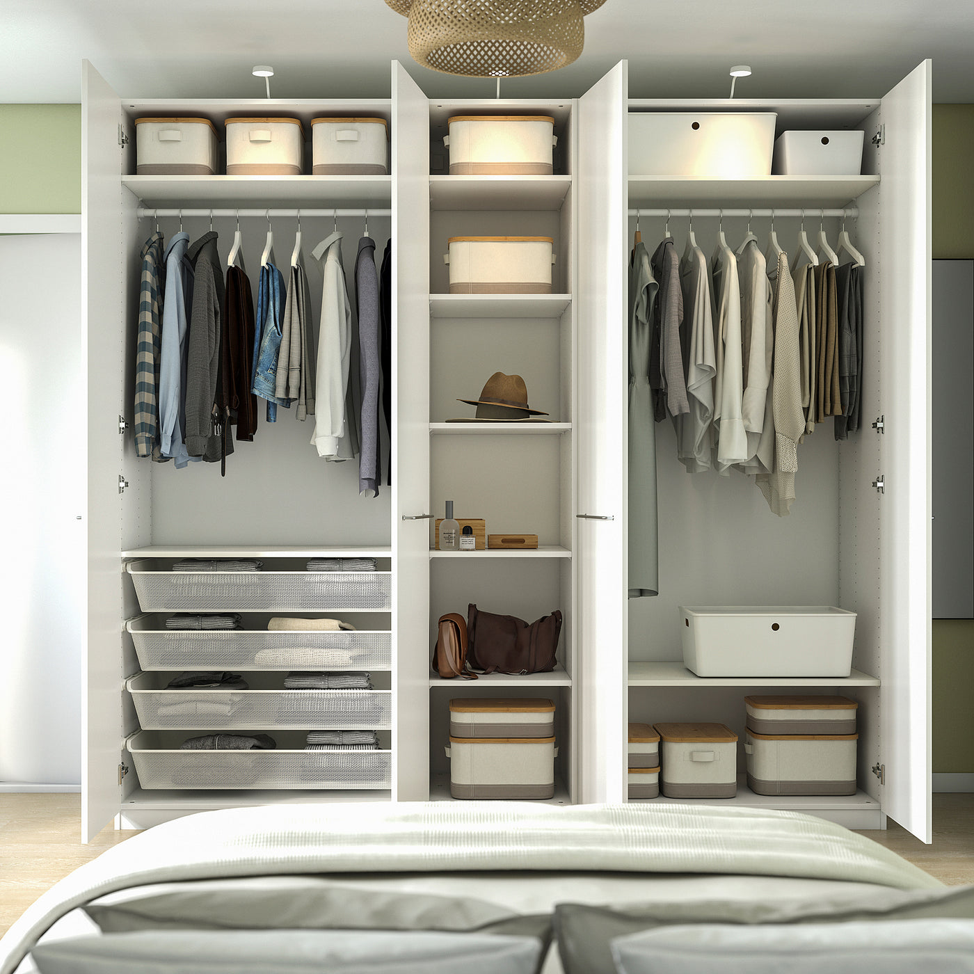 PAX / FORSAND wardrobe, white/white, 250x60x236 cm