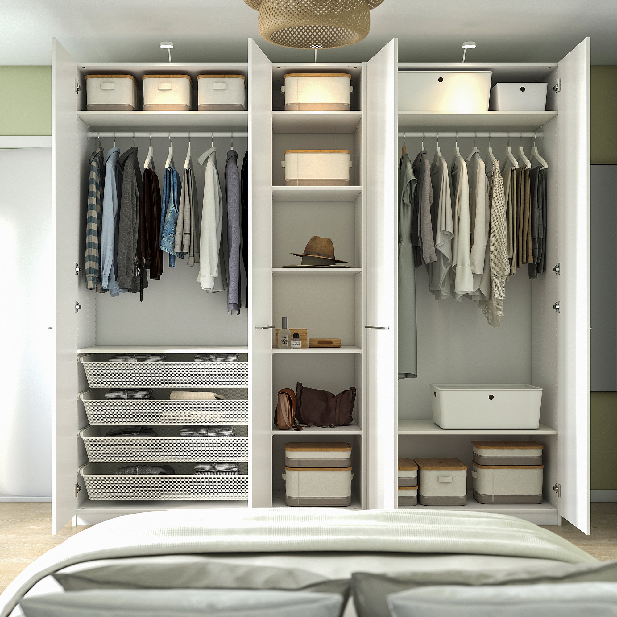 PAX / FORSAND wardrobe, white/white, 250x60x236 cm