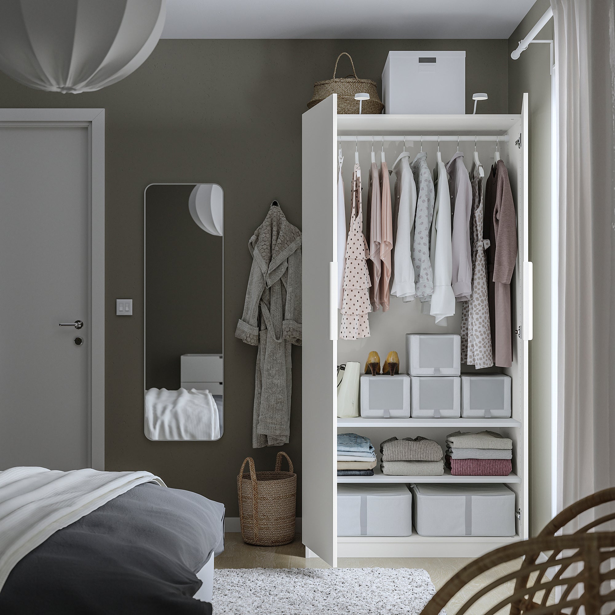 PAX / FORSAND wardrobe, white/white, 100x60x201 cm