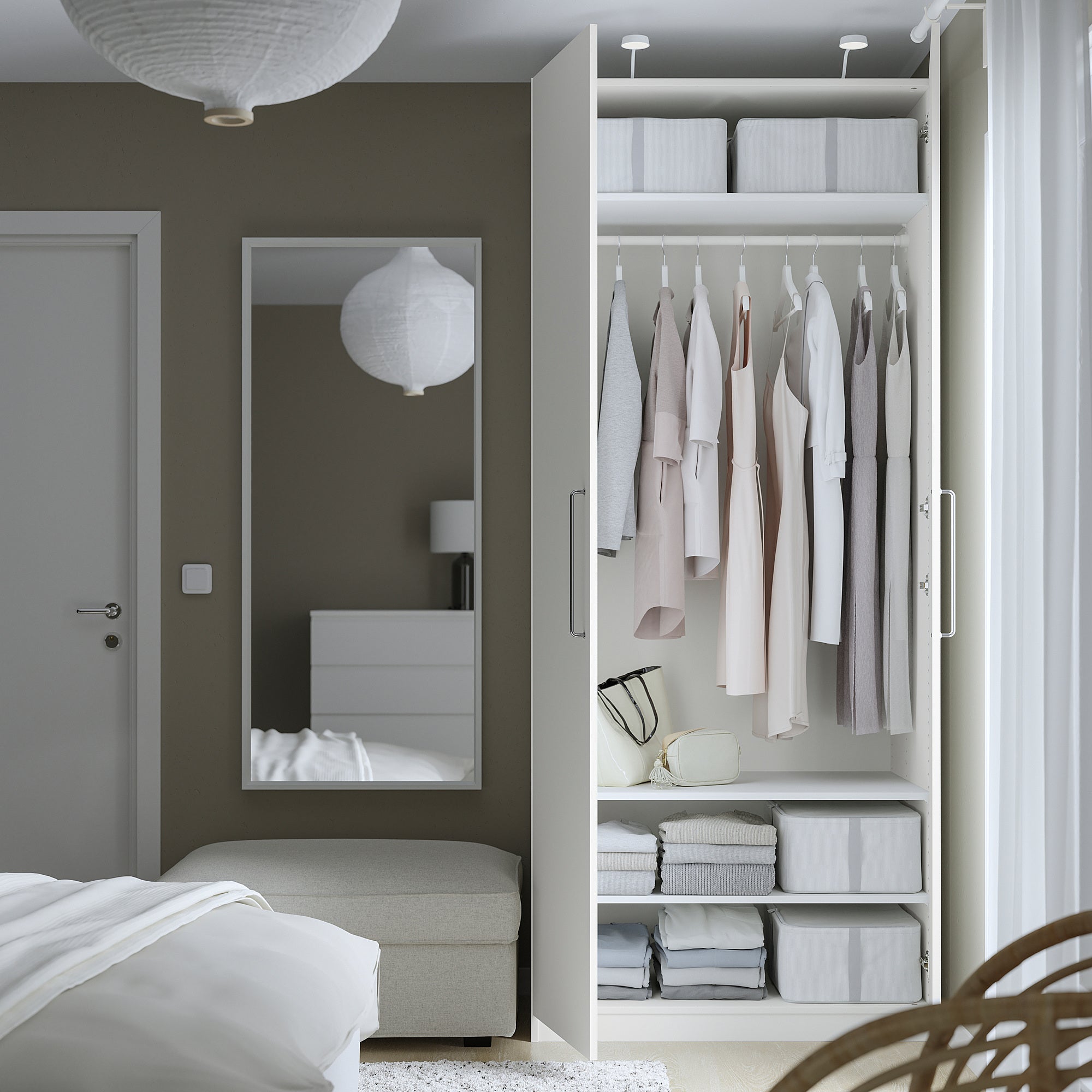 PAX / FORSAND wardrobe, white/white, 100x60x236 cm