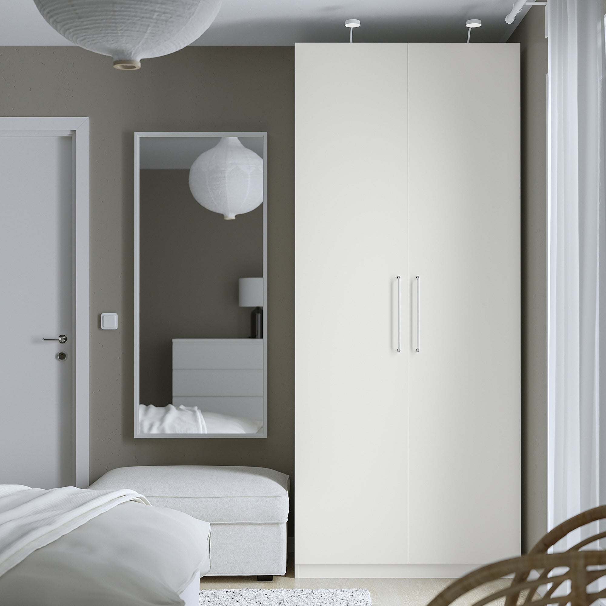 PAX / FORSAND wardrobe, white/white, 100x60x236 cm