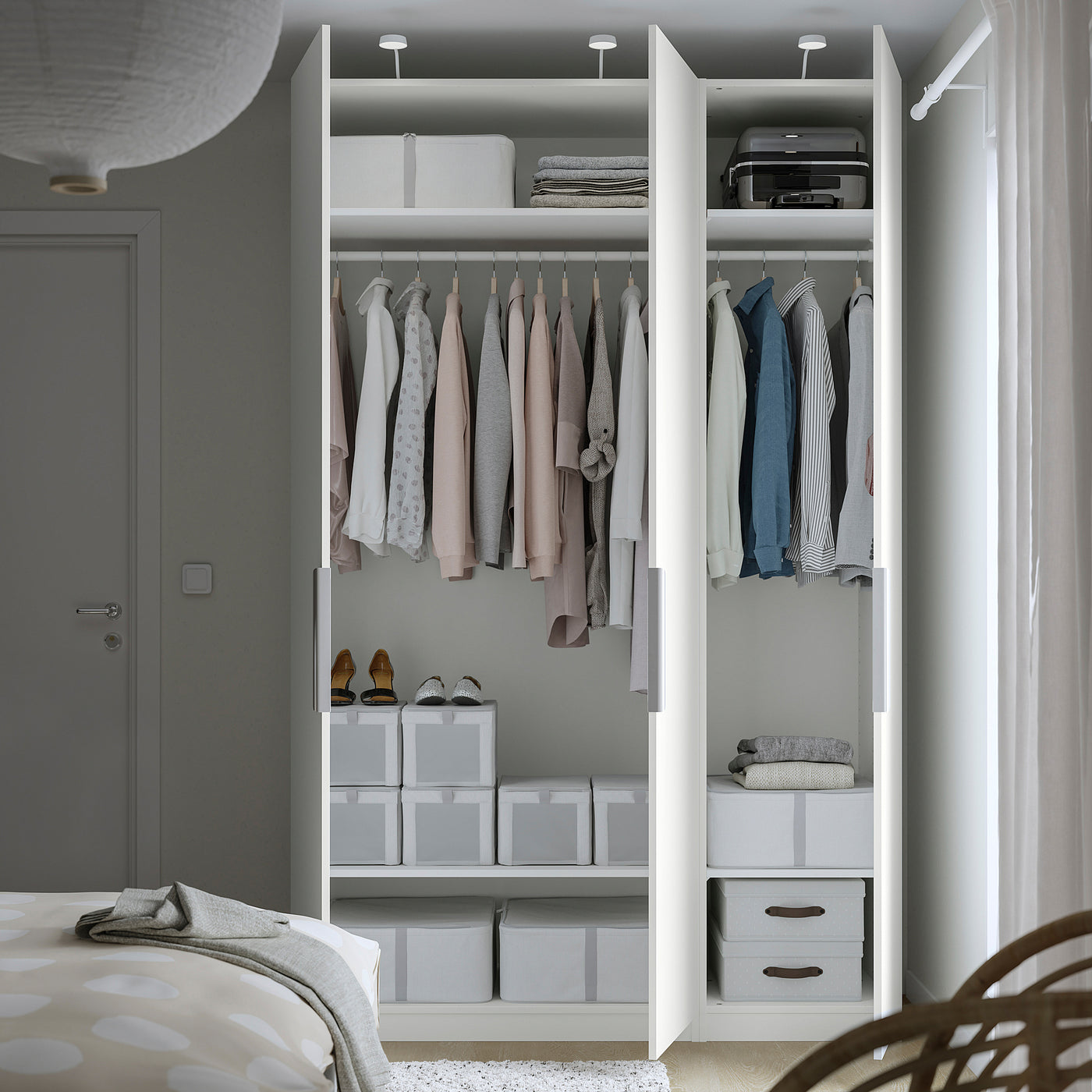 PAX / FORSAND wardrobe, white/white, 150x60x236 cm