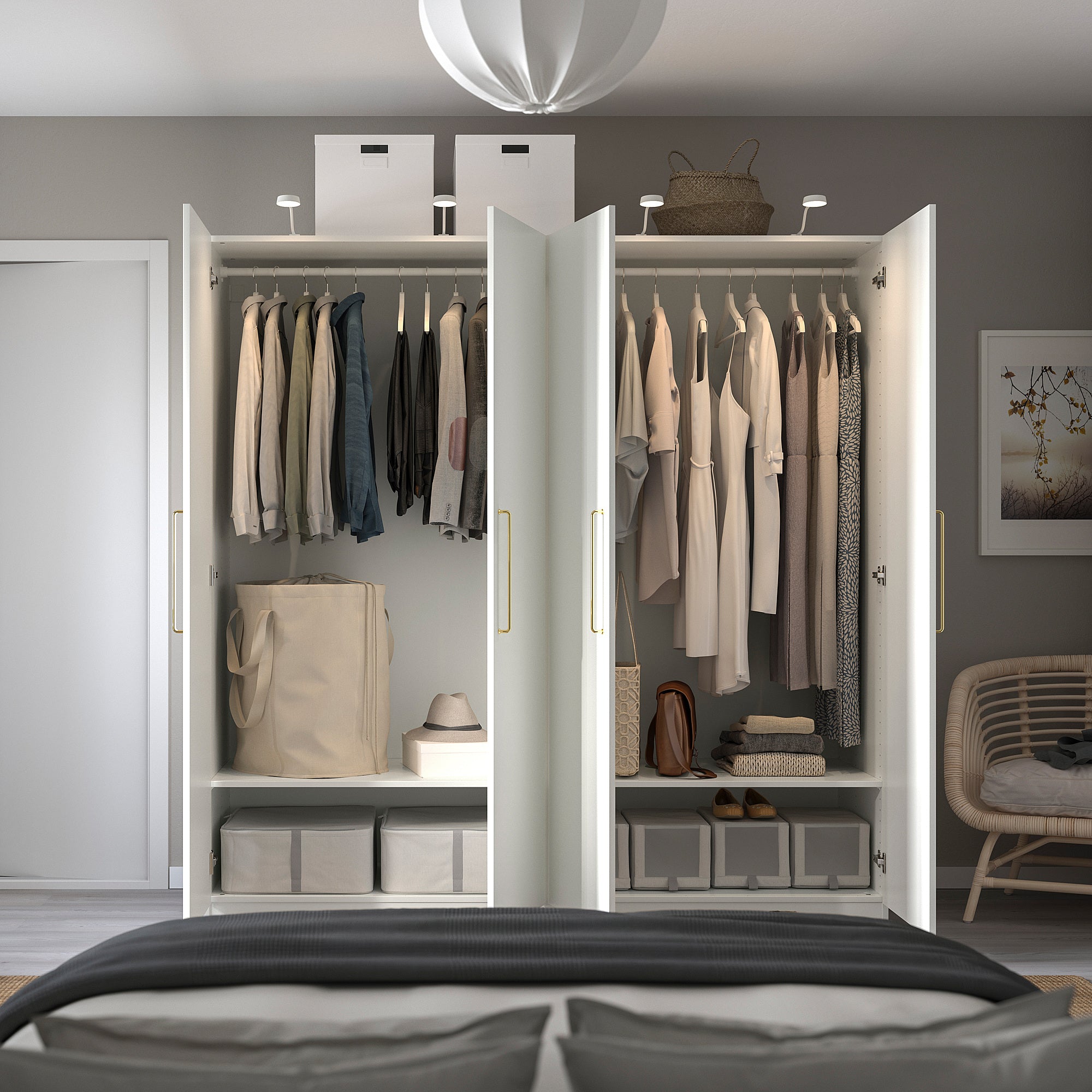 PAX / FORSAND wardrobe, white/white, 200x60x201 cm