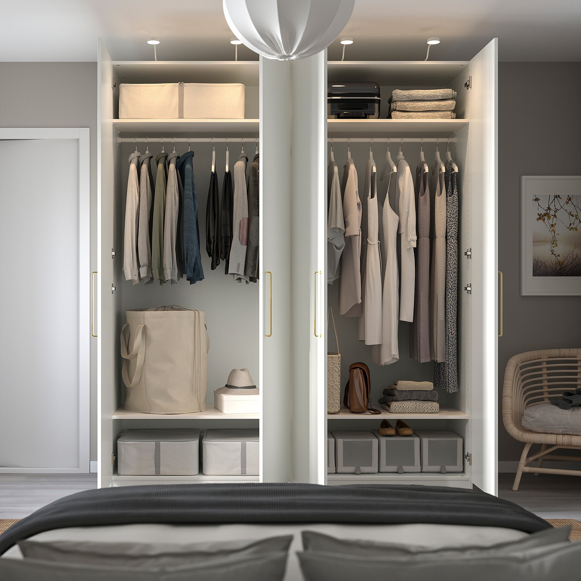 PAX / FORSAND wardrobe, white/white, 200x60x236 cm
