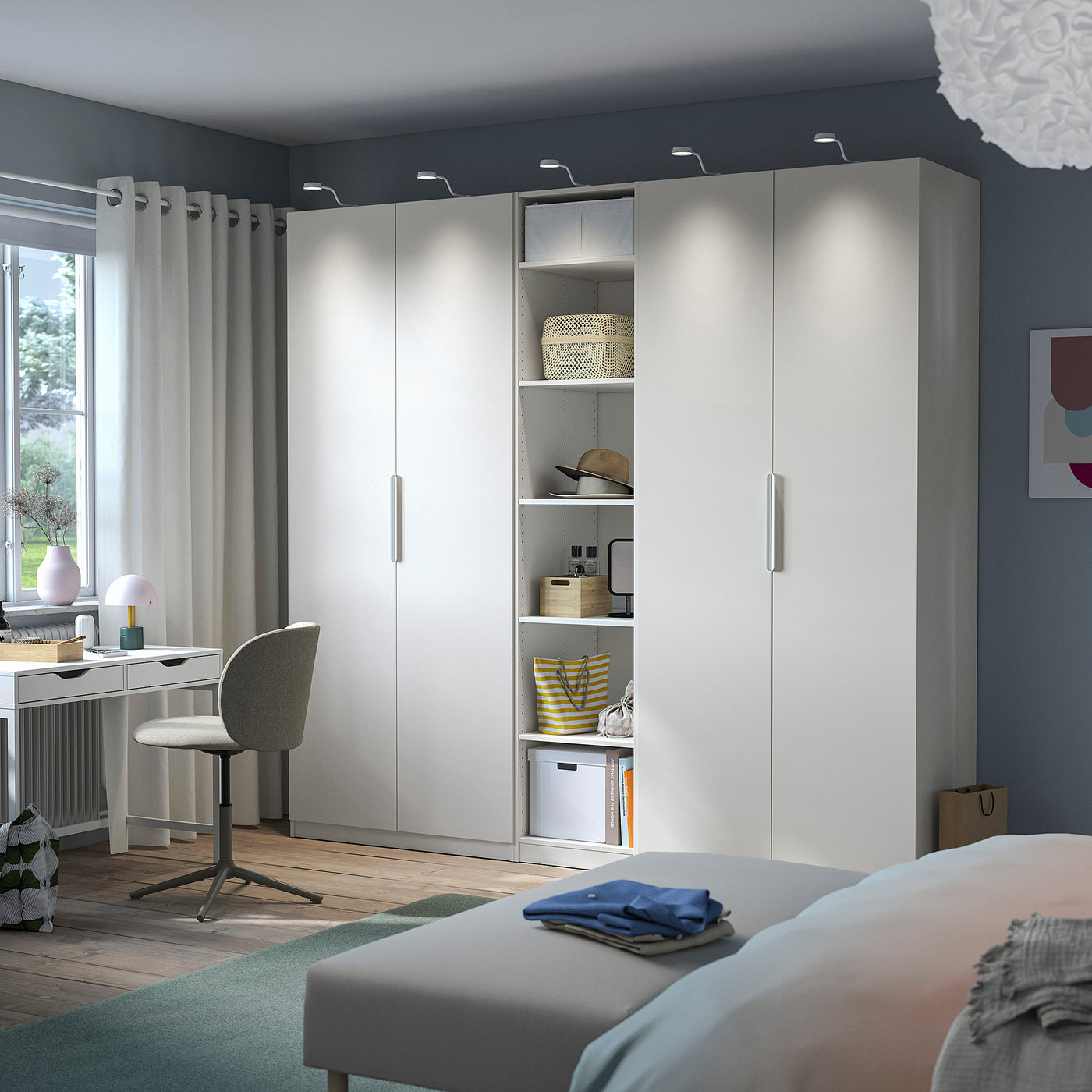 PAX / FORSAND wardrobe, white/white, 250x60x236 cm