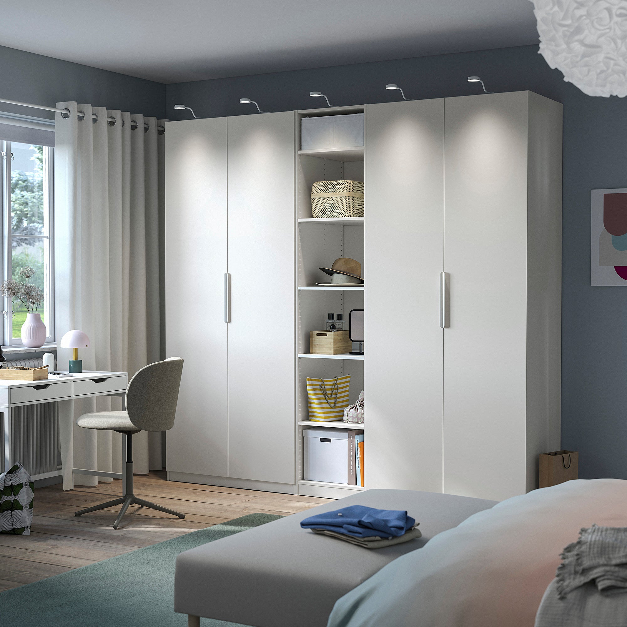 PAX / FORSAND wardrobe, white/white, 250x60x236 cm