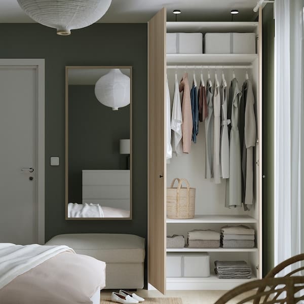 Ikea PAX / FORSAND - Wardrobe, white / oak effect with white stain,100x60x236 cm