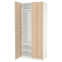 PAX / FORSAND wardrobe, white/white stained oak effect, 100x60x236 cm