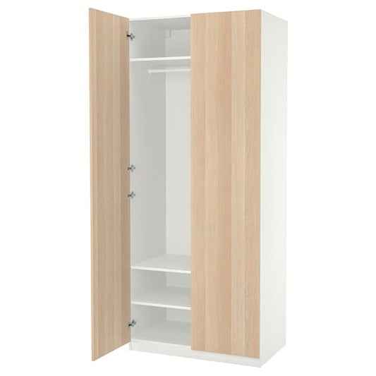 Ikea PAX / FORSAND - Wardrobe, white / oak effect with white stain,100x60x236 cm