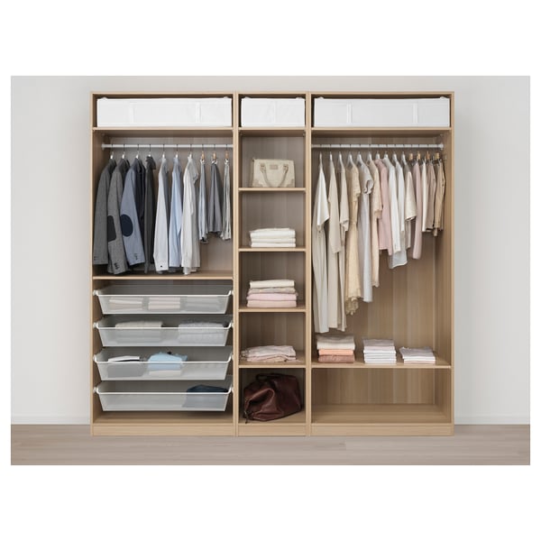 PAX / FORSAND wardrobe, white stained oak effect/white stained oak effect, 250x60x236 cm