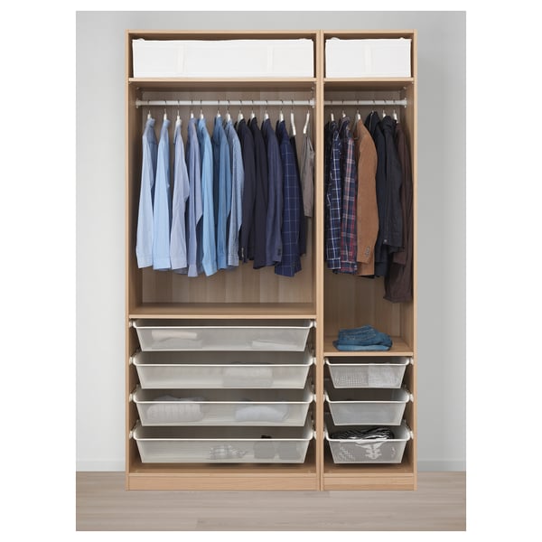 PAX / FORSAND wardrobe, white stained oak effect/white stained oak effect, 150x60x236 cm