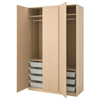 PAX / FORSAND wardrobe, white stained oak effect/white stained oak effect, 150x60x236 cm