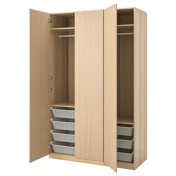 PAX / FORSAND wardrobe, white stained oak effect/white stained oak effect, 150x60x236 cm