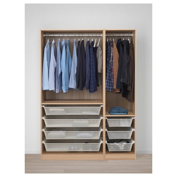 PAX / FORSAND - Wardrobe, oak effect with white stain / oak effect with white stain,150x60x201 cm