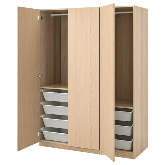 Ikea PAX / FORSAND - Wardrobe, oak effect with white stain / oak effect with white stain,150x60x201 cm