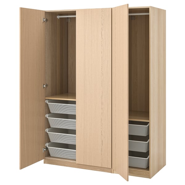 PAX / FORSAND wardrobe, white stained oak effect/white stained oak effect, 150x60x201 cm