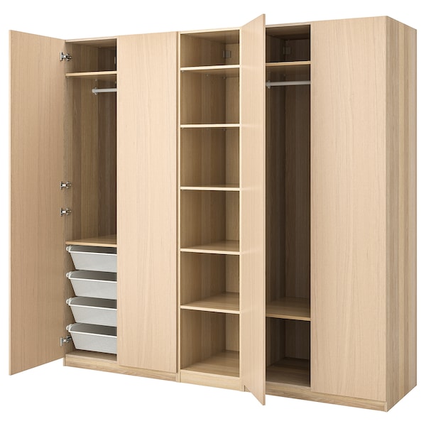 PAX / FORSAND - Wardrobe, oak effect with white stain / oak effect with white stain,250x60x236 cm