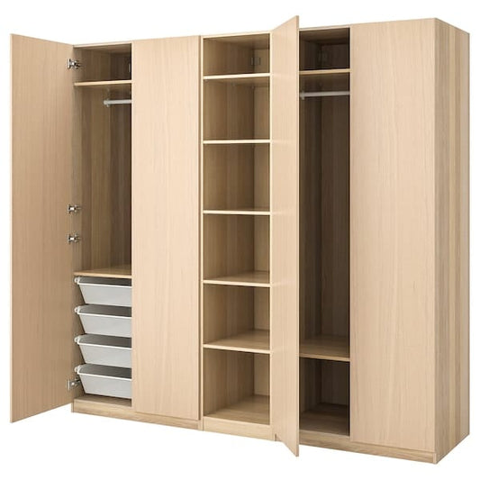 Ikea PAX / FORSAND - Wardrobe, oak effect with white stain / oak effect with white stain,250x60x236 cm