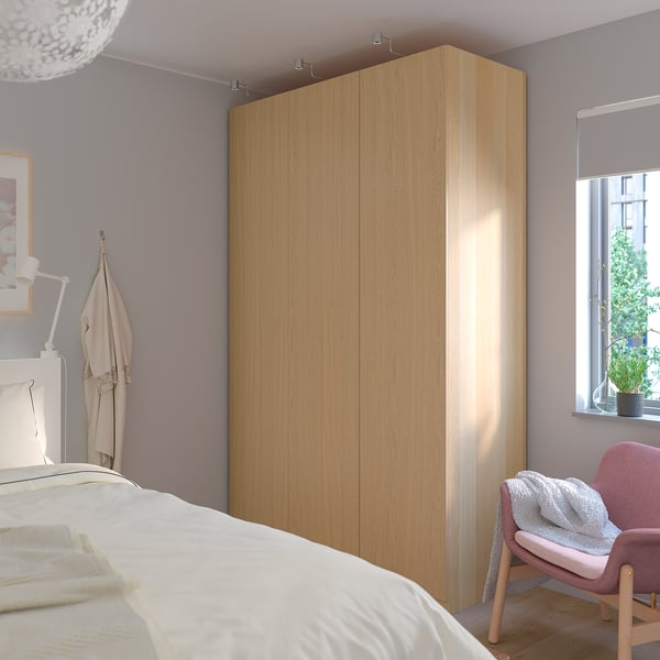 PAX / FORSAND wardrobe, white stained oak effect/white stained oak effect, 150x60x236 cm