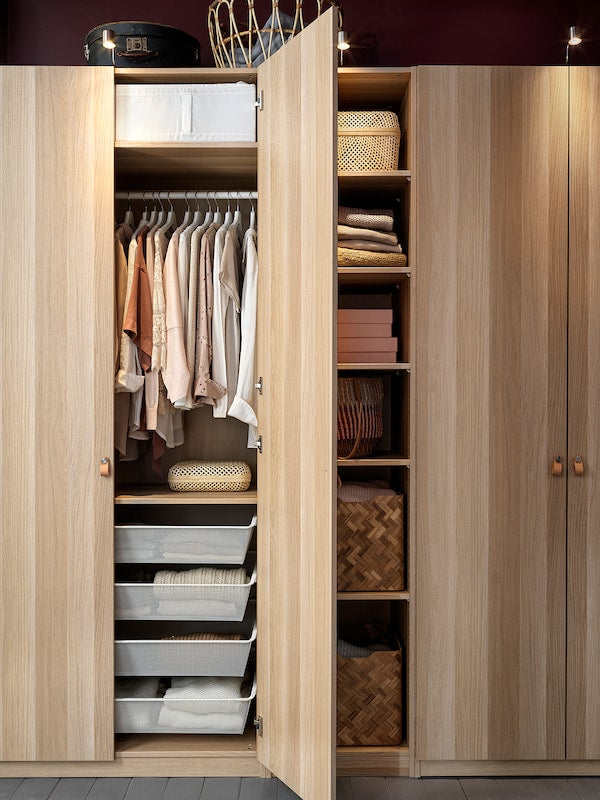 PAX / FORSAND - Wardrobe, oak effect with white stain / oak effect with white stain,250x60x236 cm