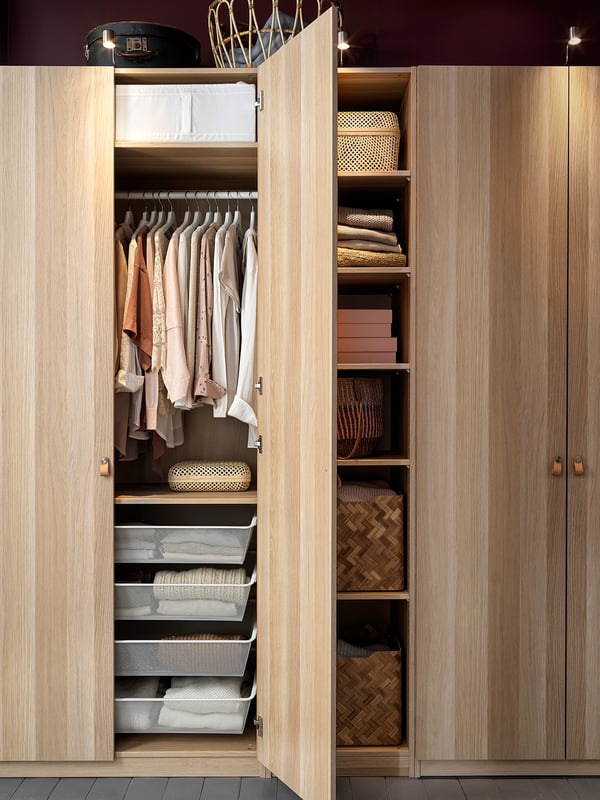 PAX / FORSAND wardrobe, white stained oak effect/white stained oak effect, 250x60x236 cm