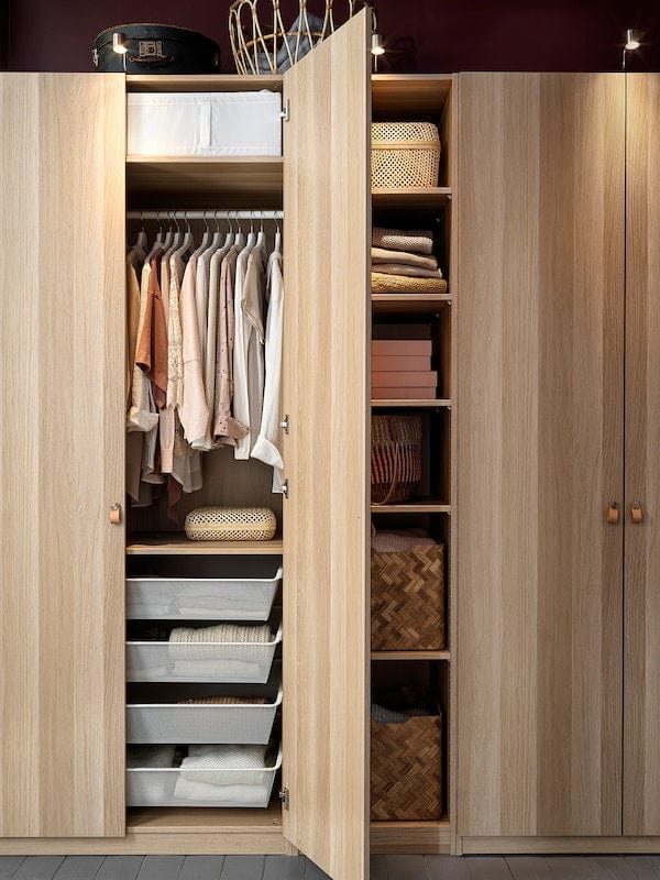 Ikea PAX / FORSAND - Wardrobe, oak effect with white stain / oak effect with white stain,250x60x201 cm