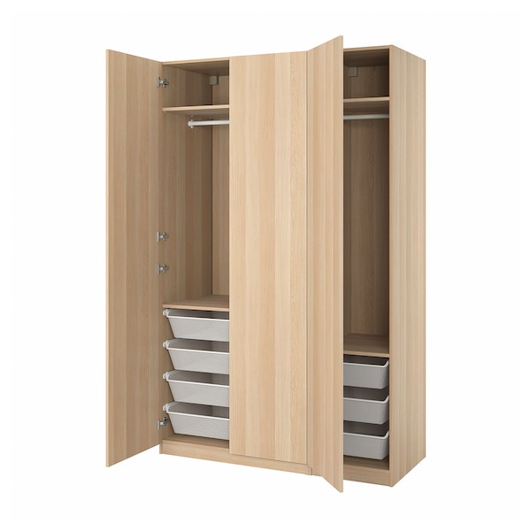 PAX / FORSAND - Wardrobe, oak effect with white stain / oak effect with white stain,150x60x236 cm