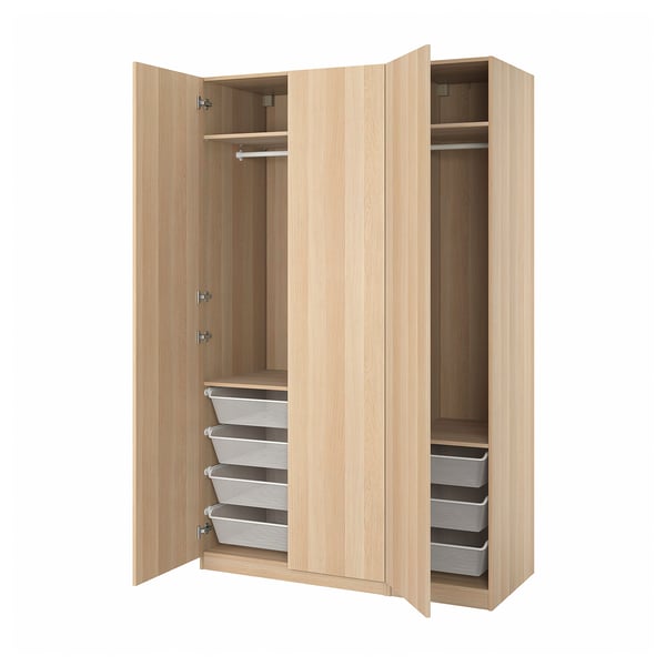 PAX / FORSAND - Wardrobe, oak effect with white stain / oak effect with white stain,150x60x236 cm