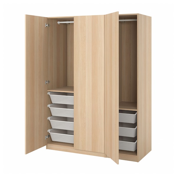 PAX / FORSAND - Wardrobe, oak effect with white stain / oak effect with white stain,150x60x201 cm