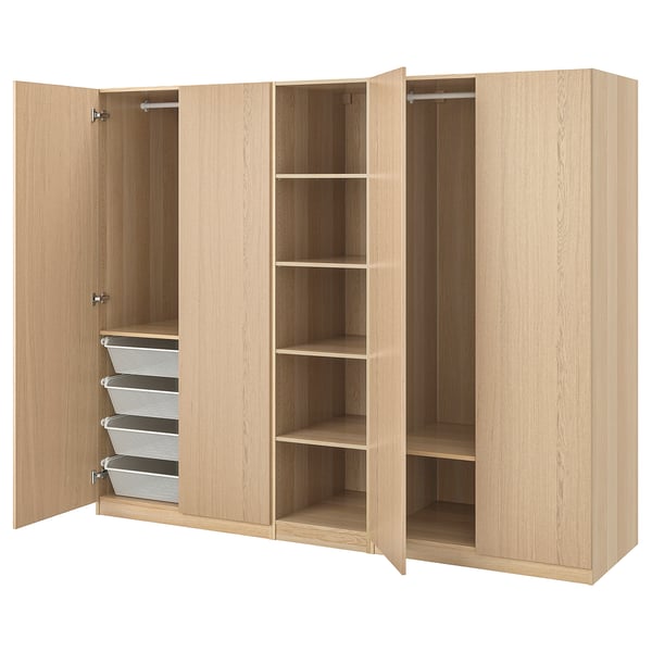 PAX / FORSAND wardrobe, white stained oak effect/white stained oak effect, 250x60x201 cm