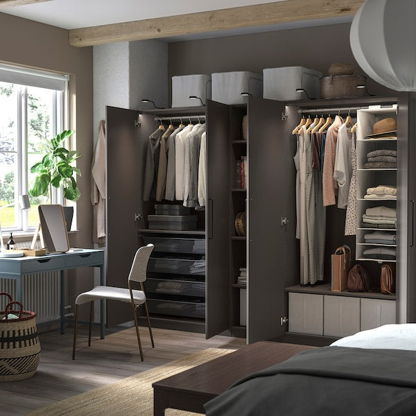 PAX / FORSAND - Wardrobe, dark grey/dark grey,250x60x201 cm