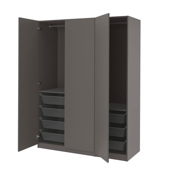 PAX / FORSAND wardrobe, dark grey/dark grey, 150x60x201 cm