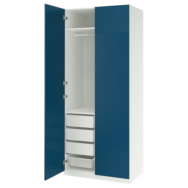 PAX / FYRUDDEN - Wardrobe combination, white/blue,100x60x236 cm