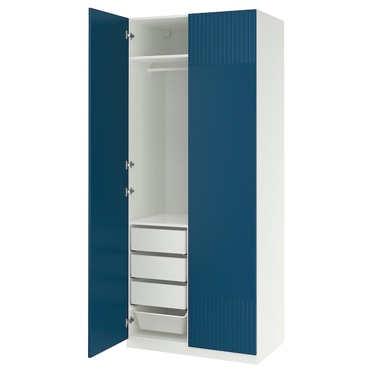 PAX / FYRUDDEN - Wardrobe combination, white/blue,100x60x236 cm