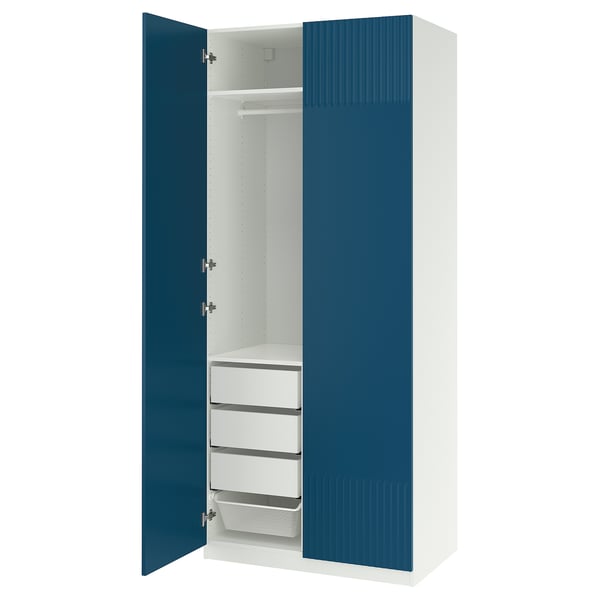 PAX / FYRUDDEN - Wardrobe combination, white/blue,100x60x236 cm