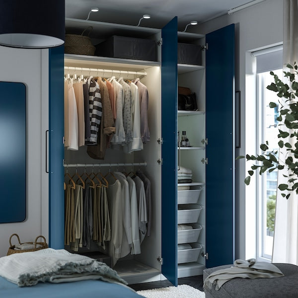 PAX / FYRUDDEN wardrobe combination, white/blue, 150x58x236 cm