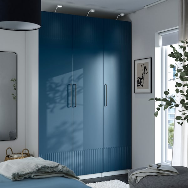 PAX / FYRUDDEN - Wardrobe combination, white/blue,150x58x236 cm