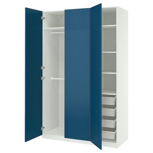 PAX / FYRUDDEN - Wardrobe combination, white/blue,150x58x236 cm