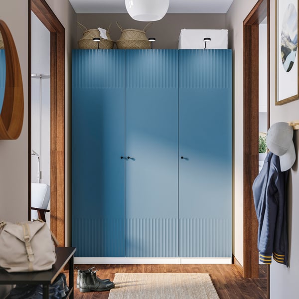 PAX / FYRUDDEN - Wardrobe combination, white/blue,150x58x201 cm