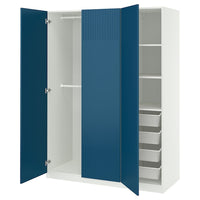 PAX / FYRUDDEN wardrobe combination, white/blue, 150x60x201 cm