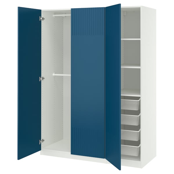 PAX / FYRUDDEN - Wardrobe combination, white/blue,150x58x201 cm