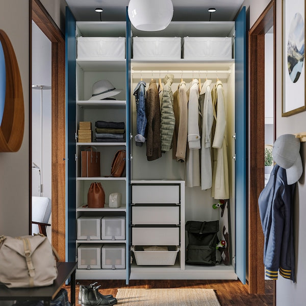 PAX / FYRUDDEN wardrobe combination, white/blue, 150x60x236 cm