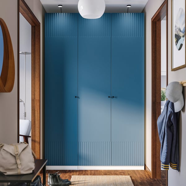 PAX / FYRUDDEN - Wardrobe combination, white/blue,150x60x236 cm