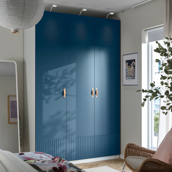 PAX / FYRUDDEN - Wardrobe combination, white/blue,150x60x236 cm