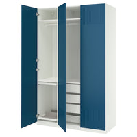 PAX / FYRUDDEN wardrobe combination, white/blue, 150x60x236 cm