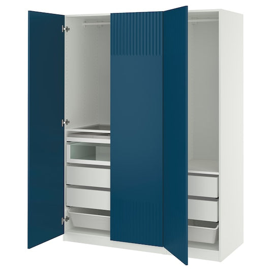 PAX / FYRUDDEN - Wardrobe combination, white/blue,150x60x201 cm
