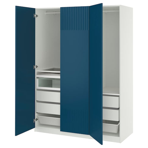 PAX / FYRUDDEN - Wardrobe combination, white/blue,150x60x201 cm