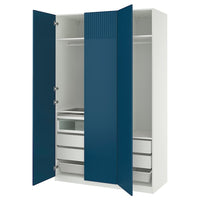 PAX / FYRUDDEN wardrobe combination, white/blue, 150x60x236 cm